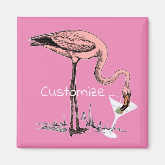 Flamingo Drinking Martini Thunder_Cove Magnet (Vorne)