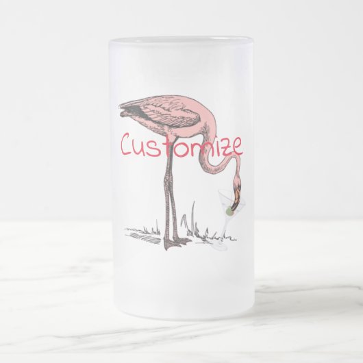 Flamingo Drinking Martini Thunder_Cove Mattglas Bierglas (Mittel)