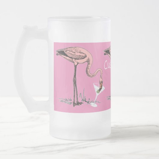 Flamingo Drinking Martini Thunder_Cove Mattglas Bierglas (Links)
