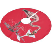 Flamingo Drinking Martini Thunder_Cove Polyester Weihnachtsbaumdecke (Schrägansicht)