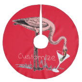 Flamingo Drinking Martini Thunder_Cove Polyester Weihnachtsbaumdecke (Vorderseite)