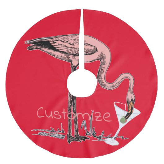 Flamingo Drinking Martini Thunder_Cove Polyester Weihnachtsbaumdecke (Vorderseite)