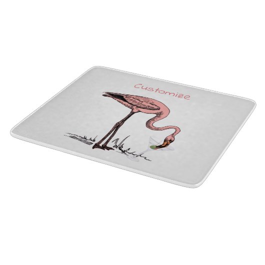 Flamingo Drinking Martini Thunder_Cove Schneidebrett (Ecke)