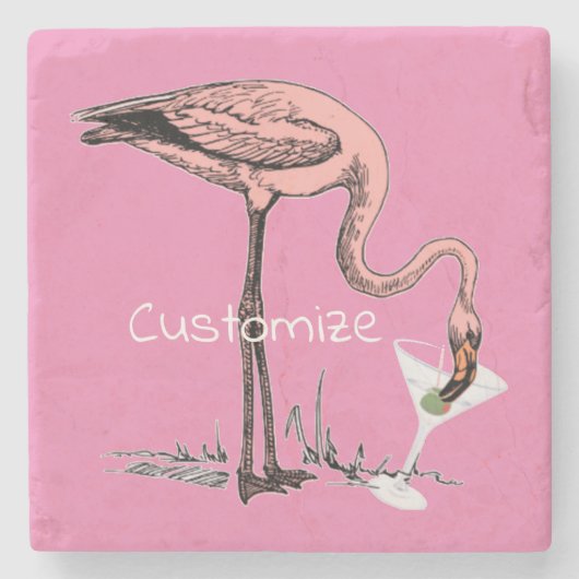 Flamingo Drinking Martini Thunder_Cove Steinuntersetzer (Vorderseite)
