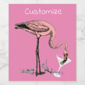 Flamingo Drinking Martini Thunder_Cove Weinetikett (Einzelnes Label)