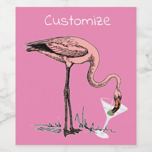 Flamingo Drinking Martini Thunder_Cove Weinetikett (Einzelnes Label)
