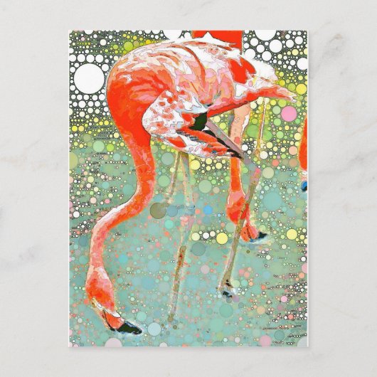 Flamingo Drinking Postcard Postkarte (Vorderseite)