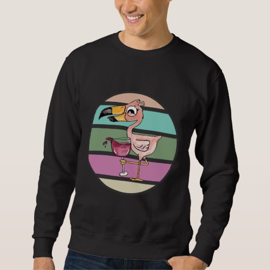 Flamingo Drinking Wine Sweatshirt (Vorderseite)