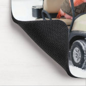Flamingo Driving a Golf Cart With Snowplow Mousepad (Ecke)