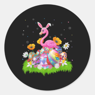 Flamingo Easter Egg Hunt Bunny Ear Flamingo Osterf Runder Aufkleber