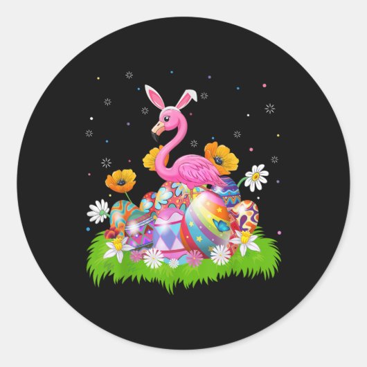 Flamingo Easter Egg Hunt Bunny Ear Flamingo Osterf Runder Aufkleber (Vorderseite)