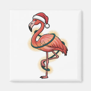 Flamingo eingewickelt in Weihnachtslicht Rosa Voge Magnet