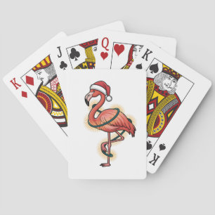 Flamingo eingewickelt in Weihnachtslicht Rosa Voge Spielkarten