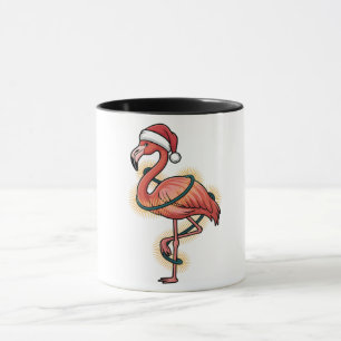 Flamingo eingewickelt in Weihnachtslicht Rosa Voge Tasse