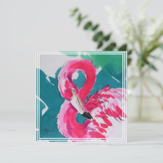 Flamingo Einladung (Stehend Vorderseite)