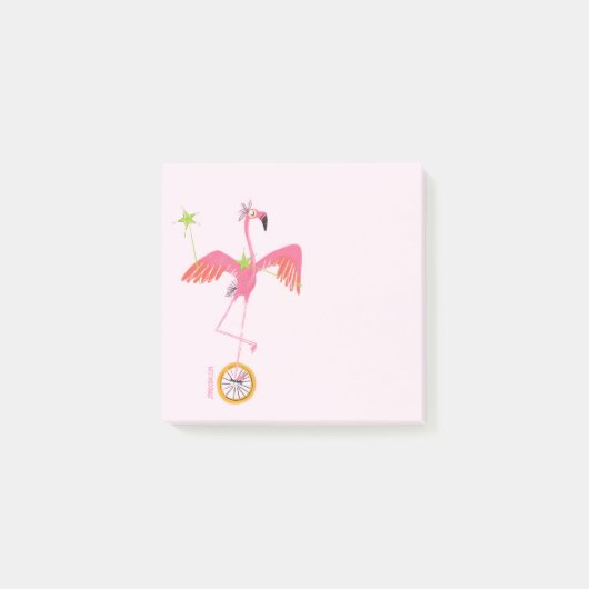 Flamingo Einrad Post-It Hinweis Klebezettel (Vorderseite)