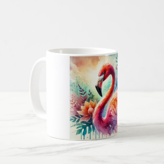 Flamingo Elegance 080824AREF149 - Watercolor Kaffeetasse (Vorderseite Links)