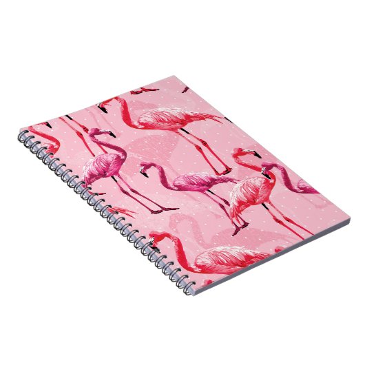 Flamingo Elegance: Rosa Vogelmuster. Notizblock (Rechte Seite)