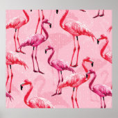 Flamingo Elegance: Rosa Vogelmuster. Poster (Vorne)
