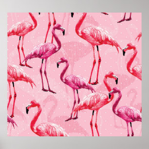 Flamingo Elegance: Rosa Vogelmuster. Poster
