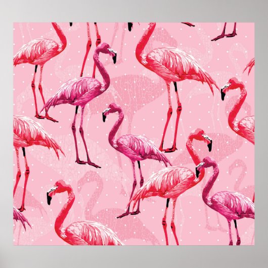 Flamingo Elegance: Rosa Vogelmuster. Poster (Vorne)