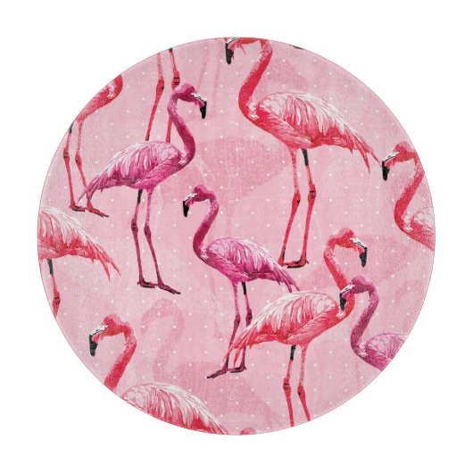 Flamingo Elegance: Rosa Vogelmuster. Schneidebrett (Vorderseite)