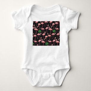 Flamingo Elegance: Vintag Monstera Fusion. Baby Strampler