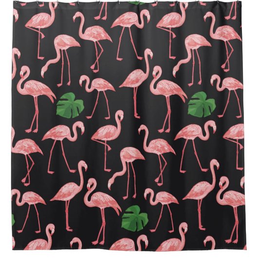 Flamingo Elegance: Vintag Monstera Fusion. Duschvorhang (Vorderseite)