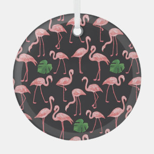 Flamingo Eleganz: Vintage Monstera Fusion. Ornament Aus Glas