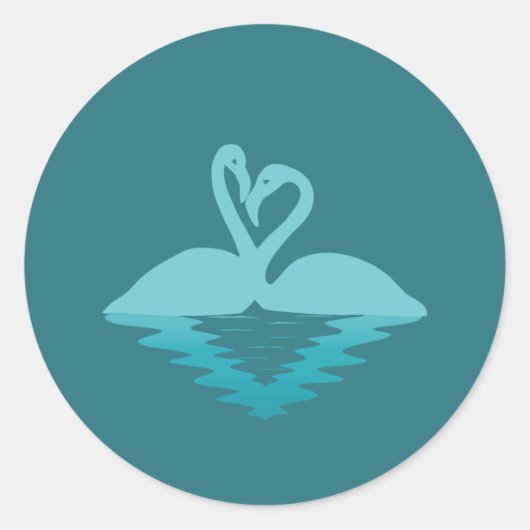 Flamingo Embrace Runder Aufkleber (Vorderseite)