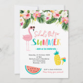Flamingo Ende der Schule Sommer Party Einladung (Vorderseite)