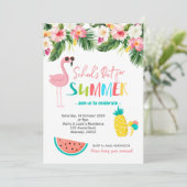 Flamingo Ende der Schule Sommer Party Einladung (Stehend Vorderseite)