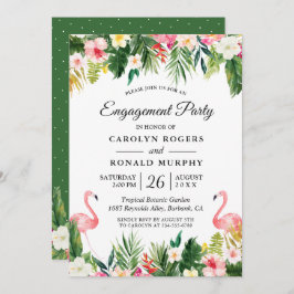 Flamingo Engagement Party Tropical Blätter Floral Einladung