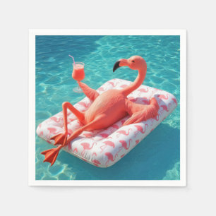 Flamingo entspannt sich auf einer Pool-Matratze Serviette