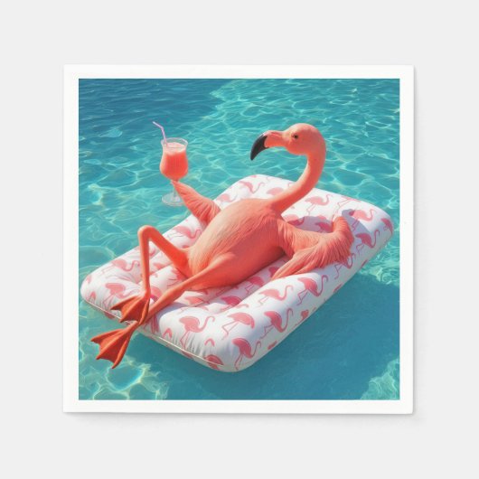 Flamingo entspannt sich auf einer Pool-Matratze Serviette (Vorderseite)