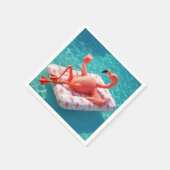 Flamingo entspannt sich auf einer Pool-Matratze Serviette (Ecke)