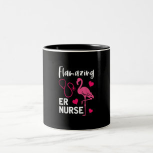 Flamingo ER Nurse Emergency Nurse Gift Zweifarbige Tasse