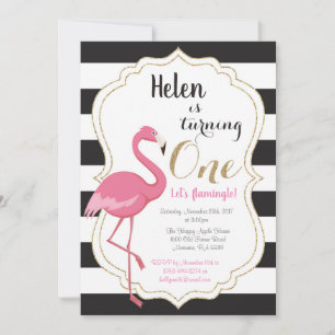 Flamingo Erstgeburtstagseinladung Mädchen Einladung