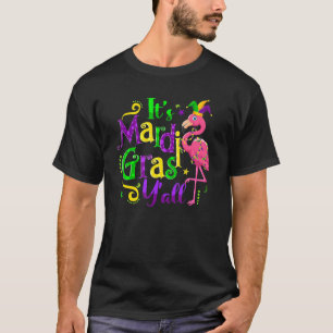 Flamingo Es ist Mardi Gras Y'all Jester Hat Mask B T-Shirt