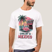 Flamingo Expat Retirement Mexico Beach Life T-Shirt (Vorderseite)