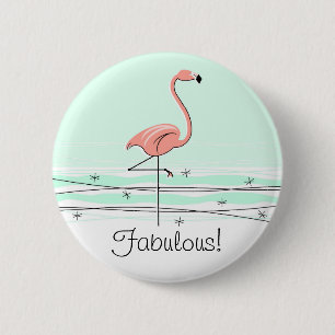 Flamingo 'Fabulous' Knopf grün Button