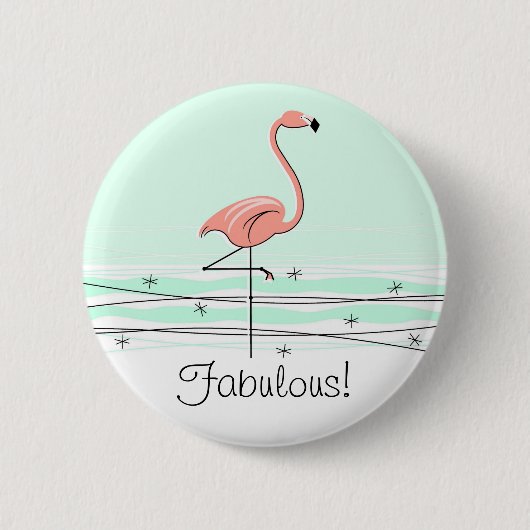Flamingo 'Fabulous' Knopf grün Button (Vorderseite)