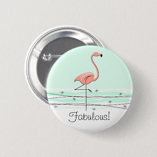 Flamingo 'Fabulous' Knopf grün Button (Vorne & Hinten)