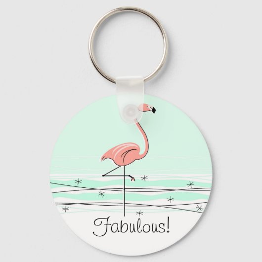 Flamingo 'Fabulous' Schlüsselkette grün Schlüsselanhänger (Vorderseite)