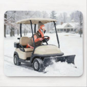 Flamingo fährt Golfwagen mit Schneepflug Mousepad (Vorne)