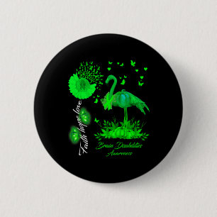 Flamingo Faith Hope Liebe Brain Disabilities Aware Button