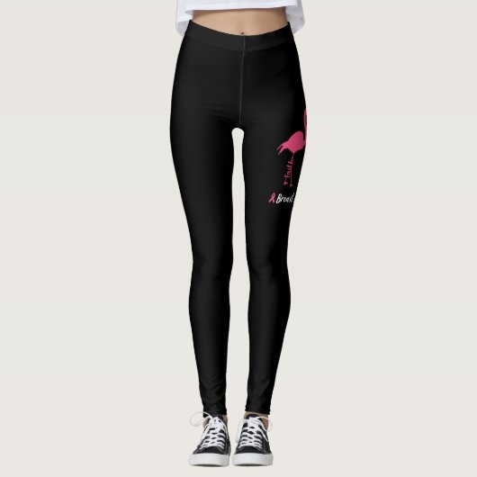 Flamingo Faith Hope Liebe Brustkrebs Bewusstsein Leggings (Vorderseite)