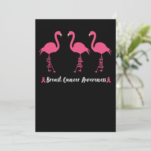 Flamingo Faith Hope Liebe Brustkrebs Bewusstsein Save The Date (Stehend Vorderseite)