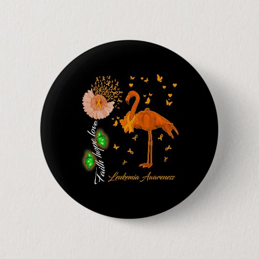 Flamingo Faith Hope Liebe Leukemia Bewusstsein Button (Vorderseite)