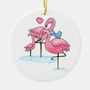 Flamingo-Familie Keramik Ornament